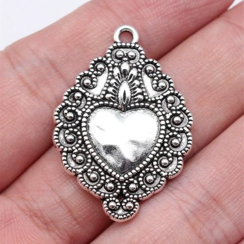 Pendentifs coeur en alliage de zinc, Plaqué de couleur d'argent, DIY, Vendu par PC