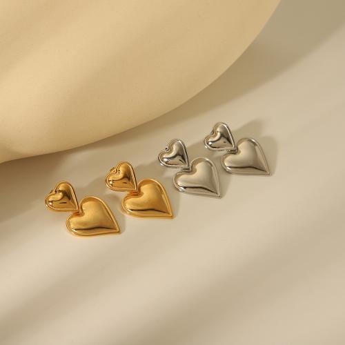 304 Stainless Steel Drop Earring, Heart, plated, fashion jewelry & for woman 