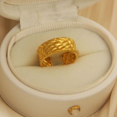 Titanium Steel Cuff Finger Ring, gold color plated, Unisex & hollow, US Ring [