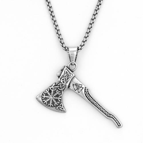 Zinc Alloy Necklace, with iron chain, Axe, fashion jewelry & for man Approx 60 cm 