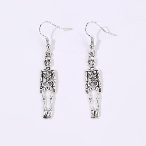 Zinc Alloy Drop Earring, Skull, Halloween Design & fashion jewelry & for woman 