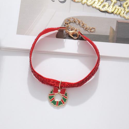 Pulsera de Navidad de la aleación de zinc, con Cuero de PU, con 5cm extender cadena, Diseño de Navidad & Joyería & diferentes estilos para la opción & para mujer & esmalte, longitud:aproximado 18.2 cm, Vendido por UD