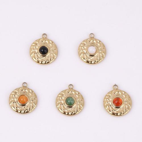 Gemstone Jewelry Pendant, 316 Stainless Steel, with Natural Stone, Vacuum Ion Plating golden 