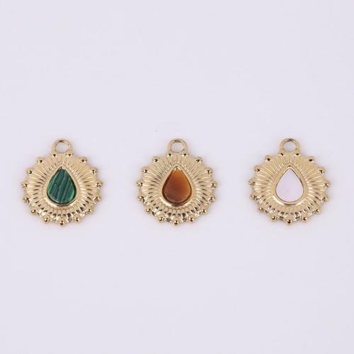 Gemstone Jewelry Pendant, 316 Stainless Steel, with Natural Stone, Vacuum Ion Plating golden 