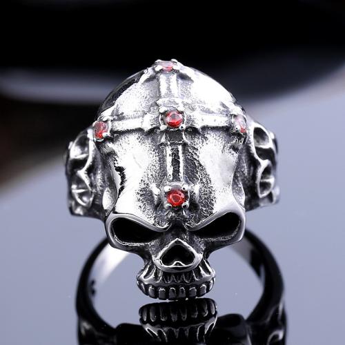 Edelstahl Fingerring, 304 Edelstahl, Schädel, Vakuum-Ionen-Beschichtung, Modeschmuck & verschiedene Größen vorhanden & für den Menschen, keine, verkauft von PC