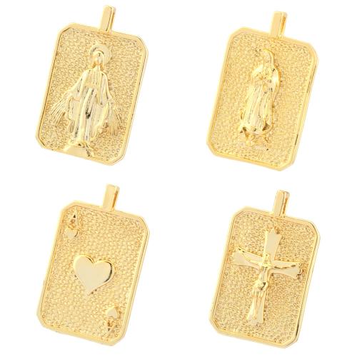 Brass Jewelry Pendants, Rectangle, gold color plated, DIY 