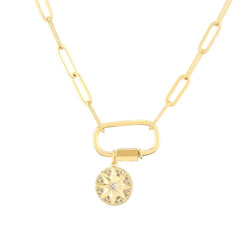 Cubic Zircon Micro Pave Brass Necklace, gold color plated, fashion jewelry & micro pave cubic zirconia & for woman 