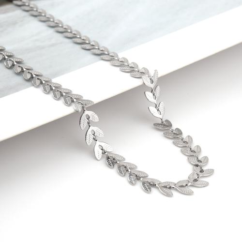 Titanium Steel Chain, Leaf, polished, for woman cm 