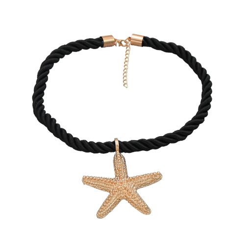 Zinc Alloy Necklace, with Polyester Cord, with 2.04 Inch extender chain, Starfish, plated, fashion jewelry & for woman .77 Inch 