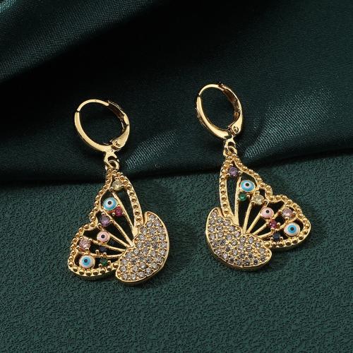 Cubic Zirconia Micro Pave Brass Earring, gold color plated & micro pave cubic zirconia & for woman [