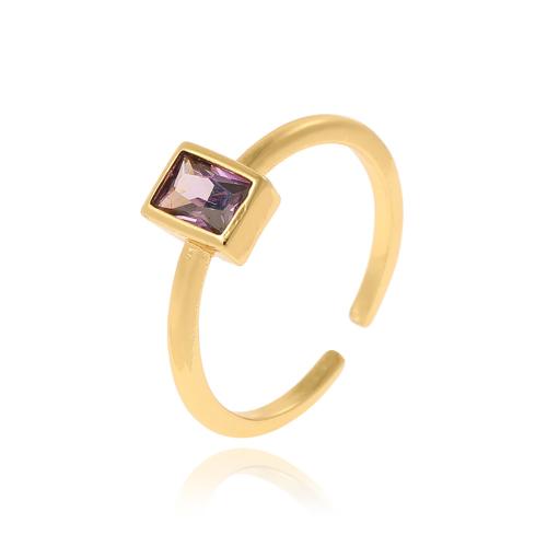 Anillo de dedo de cobre amarillo zirconia pavimenta Cubic, metal, 18K chapado en oro, Joyería & micro arcilla de zirconia cúbica & para mujer, más colores para la opción, Vendido por UD[