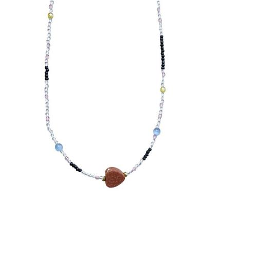 Collier en cristal, laiton, avec cristal & résine, avec 6CM chaînes de rallonge, fait à la main, pour femme, multicolore Environ 35 cm, Vendu par PC