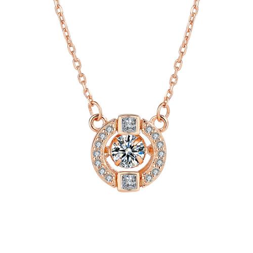 Zircon cubique Micro Pave collier en argent sterling, argent sterling 925, avec 6CM chaînes de rallonge, pavé de micro zircon & pour femme, couleur or rose Environ 41 cm, Vendu par PC