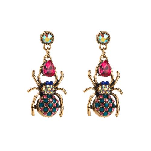 Zinc Alloy Rhinestone Drop Earring, for woman & with rhinestone [