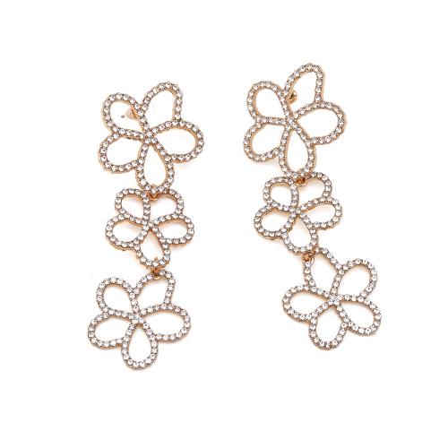 Zinc Alloy Rhinestone Drop Earring, for woman & with rhinestone [