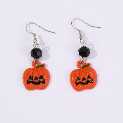 Zinc Alloy Drop Earring, with Resin, Pumpkin, Halloween Design & fashion jewelry & for woman 