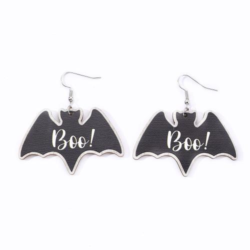 Zinc Alloy Drop Earring, with Wood, Halloween Design & fashion jewelry & for woman 