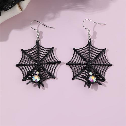 Zinc Alloy Drop Earring, with Plastic, Spider Web, Halloween Design & fashion jewelry & for woman 