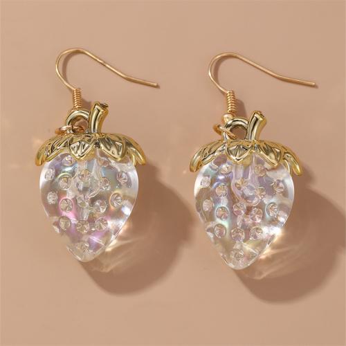 Resin Zinc Alloy Earring, with Resin, Strawberry, fashion jewelry & for woman 