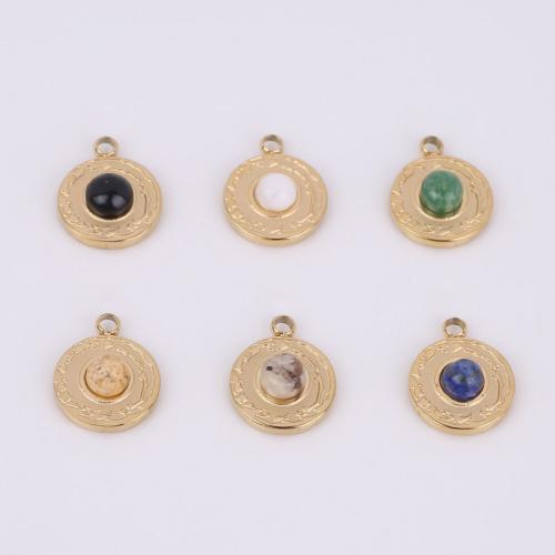 Gemstone Jewelry Pendant, 316 Stainless Steel, with Natural Stone, Vacuum Ion Plating golden 