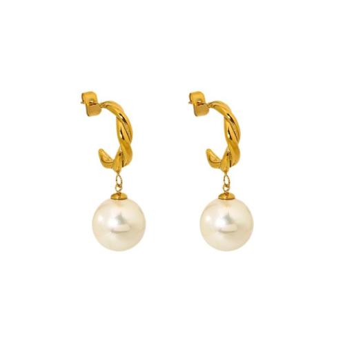 Stainless Steel Drop Earring, 304 Stainless Steel, with Plastic Pearl, Vacuum Ion Plating, fashion jewelry & for woman 