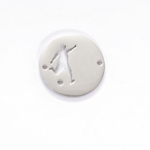 Stainless Steel Charm Connector, 304 Stainless Steel, Flat Round, DIY & 1/1 loop, original color Approx 1mm 