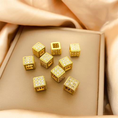 Cubic Zirconia Micro Pave Brass Beads, plated, DIY & micro pave cubic zirconia 7mm 