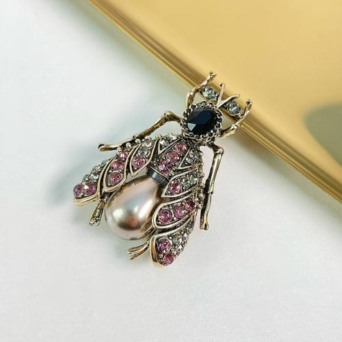 Rhinestone Zinc Alloy Brooch, Insect, plated, fashion jewelry & with rhinestone, mixed colors 