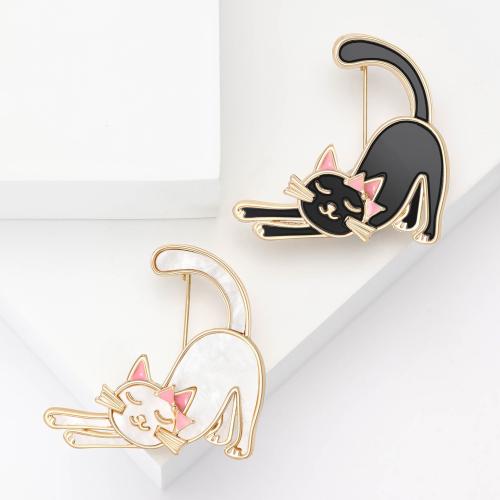 Enamel Brooch, Zinc Alloy, Cat, plated, fashion jewelry 