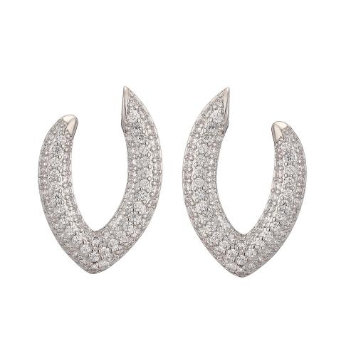 Cubic Zirconia Micro Pave Brass Earring, plated, micro pave cubic zirconia & for woman 