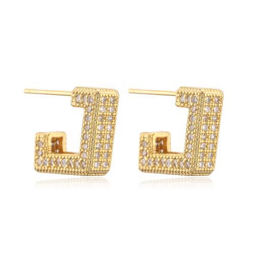 Cubic Zirconia Micro Pave Brass Earring, plated, micro pave cubic zirconia & for woman 