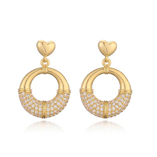 Cubic Zirconia Micro Pave Brass Earring, plated, micro pave cubic zirconia & for woman 