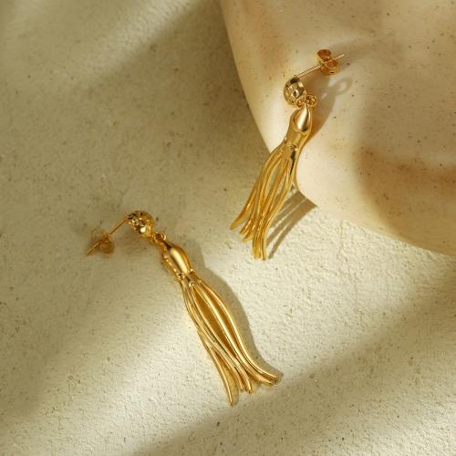 Stainless Steel Drop Earring, 304 Stainless Steel, plated, for woman, golden [