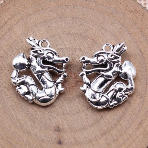 Zinc Alloy Animal Pendants, Dragon, antique silver color plated, DIY 