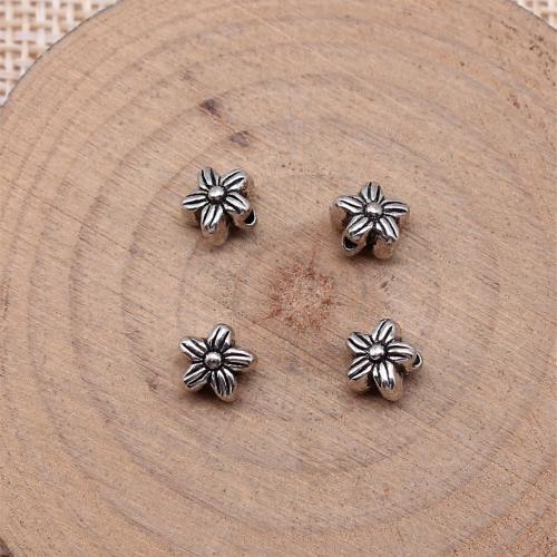 Zinklegierung Blumenperlen, antik silberfarben plattiert, DIY, 6.5x6.5mm, verkauft von PC