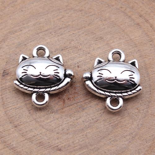 Animal Zinc Alloy Connector, Fortune Cat, antique silver color plated, DIY & 1/1 loop 