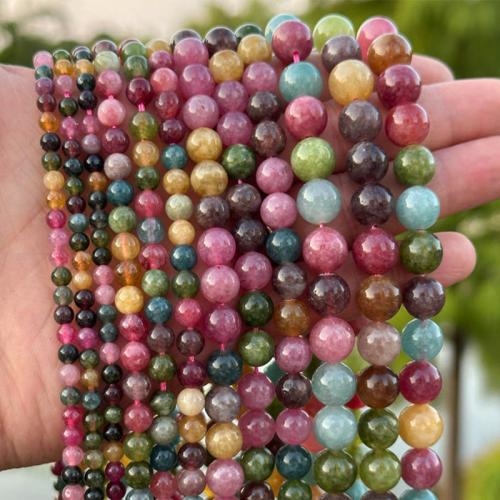 Single Gemstone Beads, Jade, Round, DIY multi-colored Approx 38 cm 