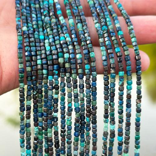 Single Gemstone Beads, Azurite, Square, DIY Approx 38 cm 