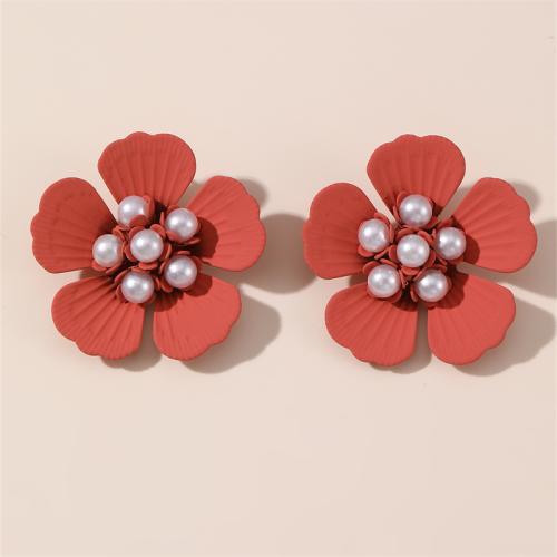 Plastic Stud Earring, Flower, fashion jewelry & for woman 