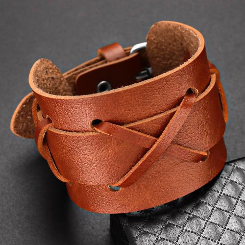 PU Leather Cord Bracelets, Length Adjustable & fashion jewelry & for man Approx 30 cm 