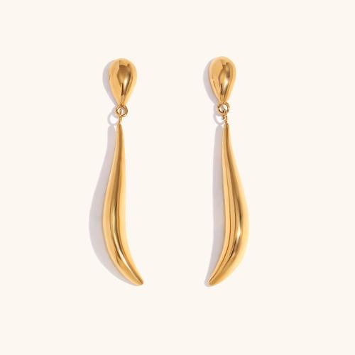 Stainless Steel Drop Earring, 304 Stainless Steel, 18K gold plated, fashion jewelry & for woman, golden, 47.5mm 