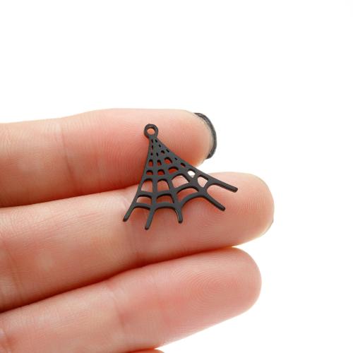 Edelstahl Anhänger, 304 Edelstahl, Spinnennetz, Vakuum-Ionen-Beschichtung, Design für Halloween & DIY, keine, 19x17mm, 5PCs/Tasche, verkauft von Tasche