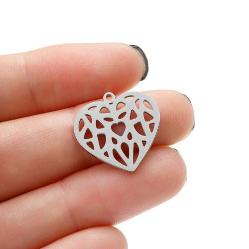 Stainless Steel Heart Pendants, 304 Stainless Steel, Vacuum Ion Plating, DIY 