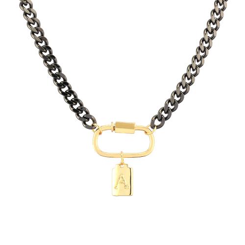 Brass Jewelry Necklace, with 5cm extender chain, plated, fashion jewelry & letters are from A to Z & for woman Approx 40 cm 