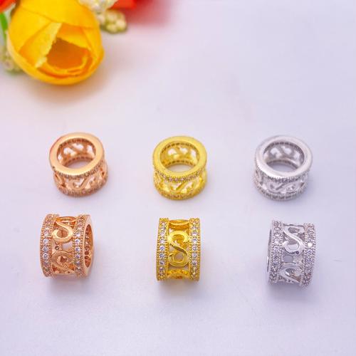 Cubic Zirconia Micro Pave Brass Beads, 304 Stainless Steel, Round, plated, DIY & micro pave cubic zirconia 