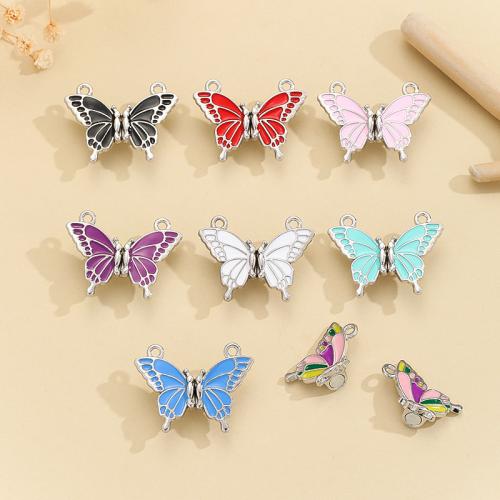 Zinc Alloy Enamel Pendants, Butterfly, plated, DIY 