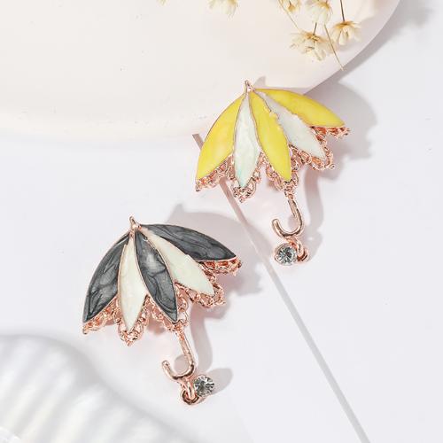 Enamel Brooch, Zinc Alloy, Umbrella, plated, fashion jewelry & with rhinestone 