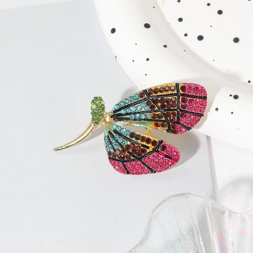 Zinc Alloy Jewelry Brooch, Butterfly, plated, fashion jewelry & with rhinestone, multi-colored 