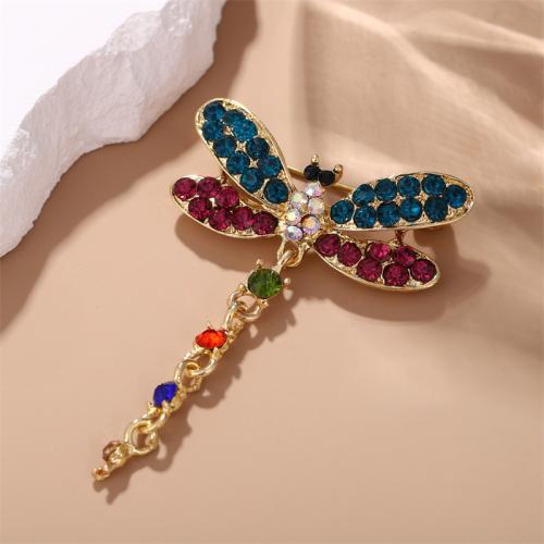 Zinc Alloy Jewelry Brooch, Dragonfly, plated, fashion jewelry & with rhinestone 