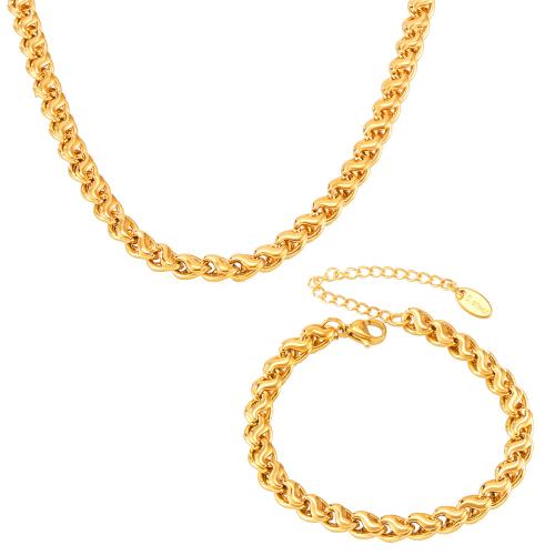 Titanium Steel Jewelry Set, 18K gold plated, fashion jewelry & for woman 